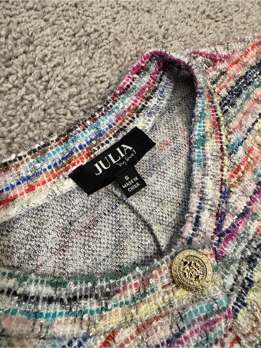 Multicolor Tweed Jacket & Mini Skirt Matching Set - Button Front - Picture 4 of 4